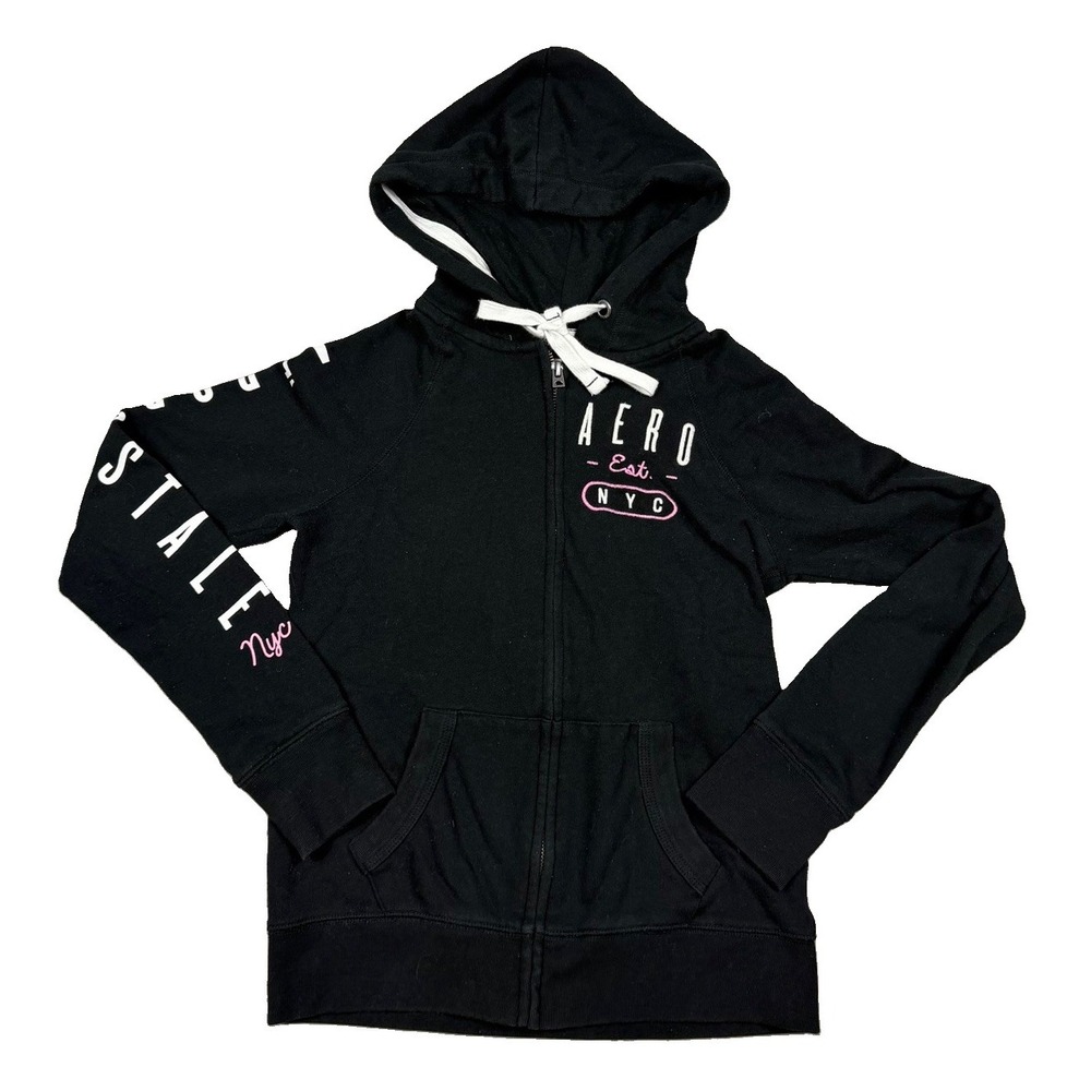 Black And Pink Aeropostale Women's Sweatshirt Embroidered Size XS